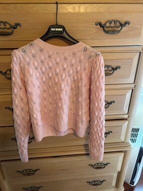 Autumn Cashmere Soft Pink Cable Crewneck Sweater